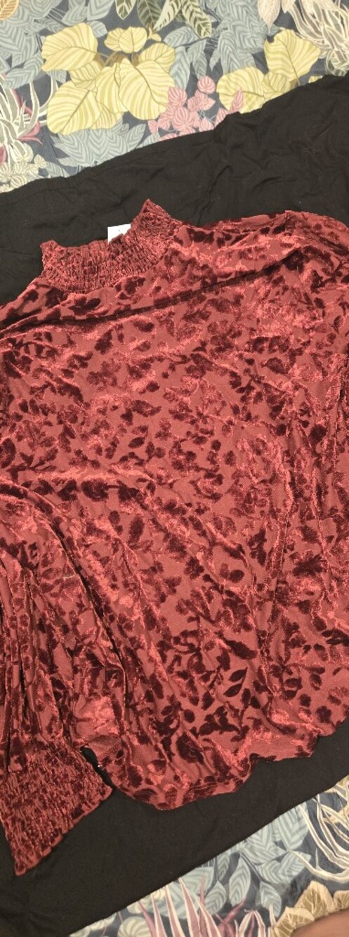 Women's Red Burnout Velvet Scarf